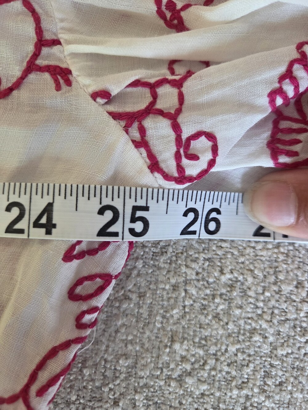 Sundance Ramie Embroidered Bird Blouse Medium White Pink Boho Cottagecore - Picture 7 of 9